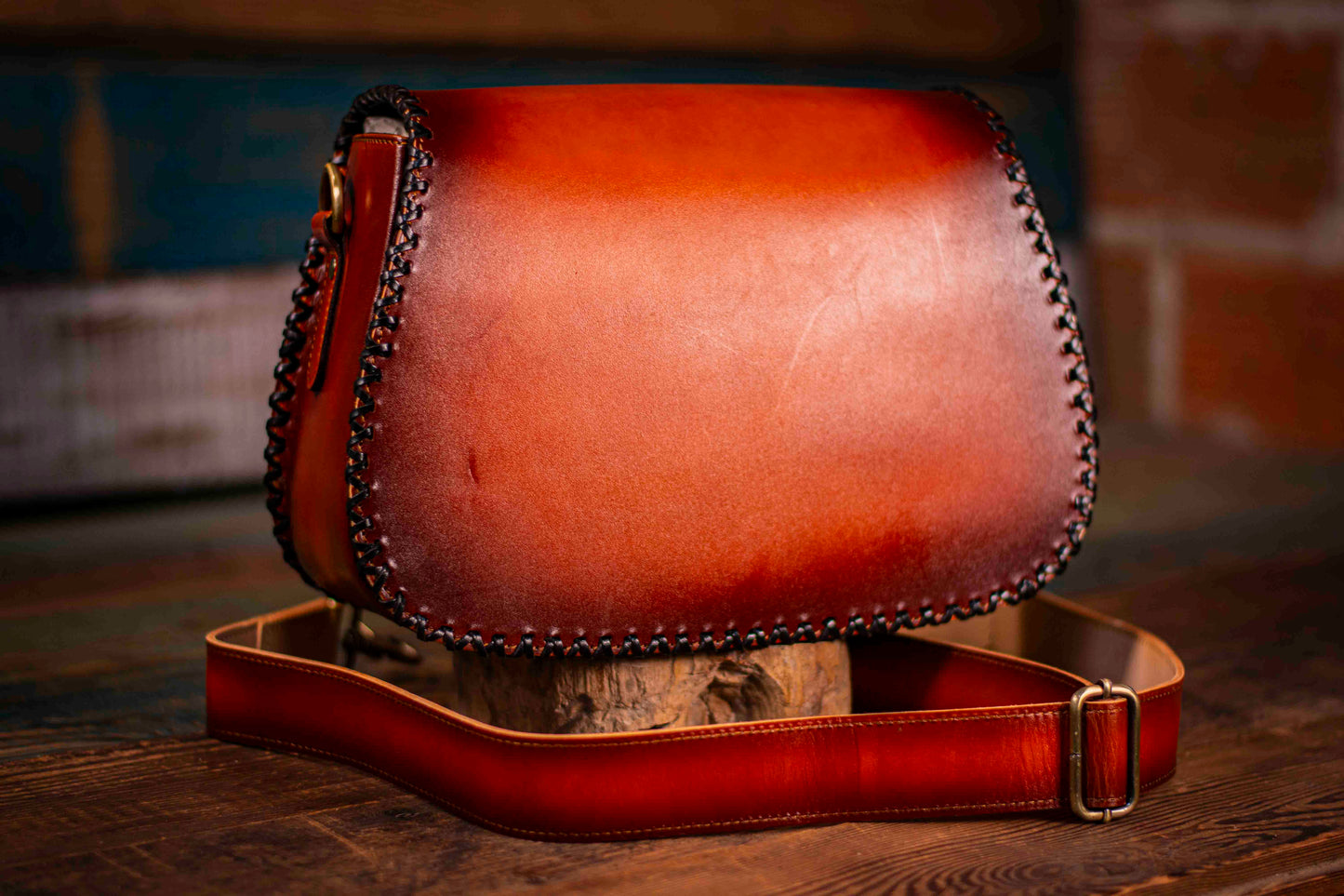 Customizable Hand-Laced Leather Bag - Tapered Oval Design with Personalized Options