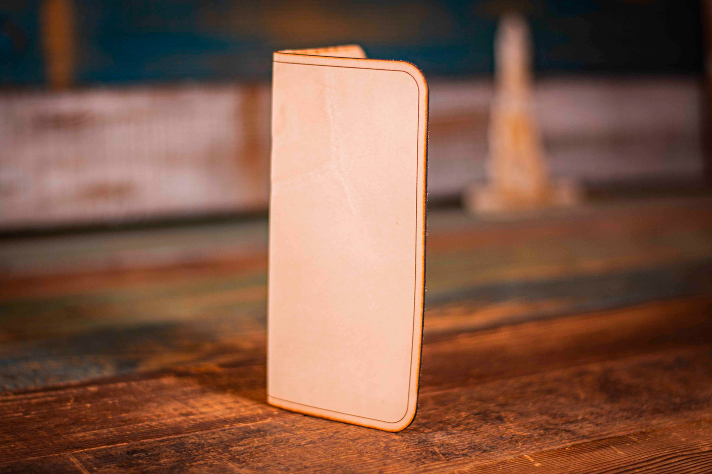 Customizable Leather Long Wallet - Handcrafted Design with Personalized Options and Gemstone Inlay